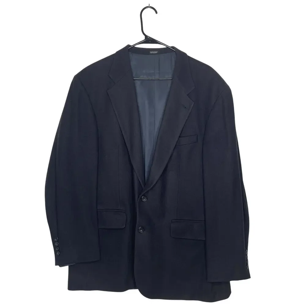 Oscar De‎ La Renta Men's Coat Navy Wool Blend Overcoat Blazer Cashmere Size 44R